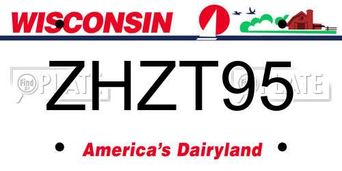 ZHZT95 Wisconsin License Plate