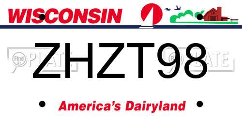 ZHZT98 Wisconsin License Plate