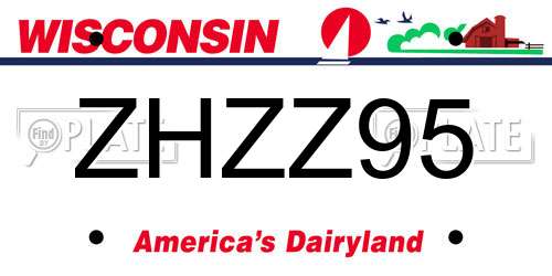 ZHZZ95 Wisconsin License Plate