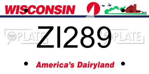 ZI289 Wisconsin License Plate