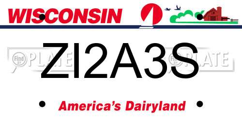 ZI2A3S Wisconsin License Plate