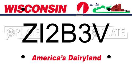 ZI2B3V Wisconsin License Plate