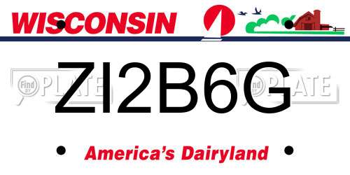 ZI2B6G Wisconsin License Plate