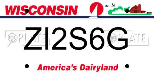 ZI2S6G Wisconsin License Plate