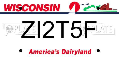 ZI2T5F Wisconsin License Plate