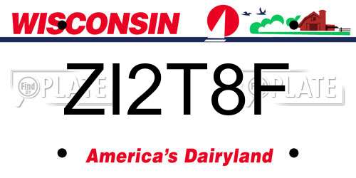 ZI2T8F Wisconsin License Plate