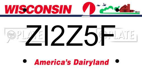 ZI2Z5F Wisconsin License Plate