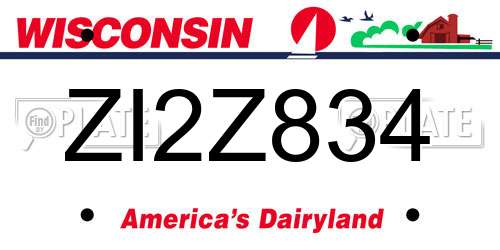 ZI2Z834 Wisconsin License Plate