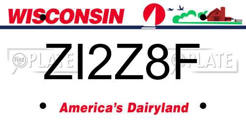 ZI2Z8F Wisconsin License Plate