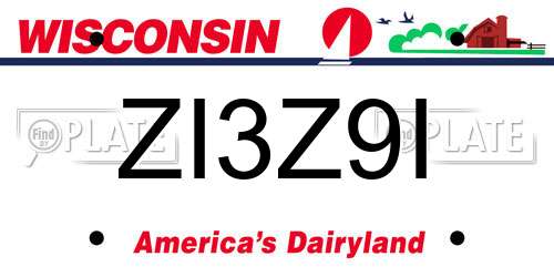 ZI3Z9I Wisconsin License Plate