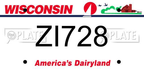 ZI728 Wisconsin License Plate