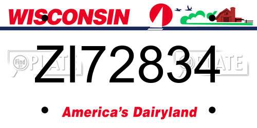 ZI72834 Wisconsin License Plate