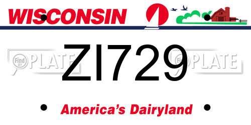 ZI729 Wisconsin License Plate