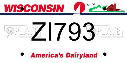 ZI793 Wisconsin License Plate