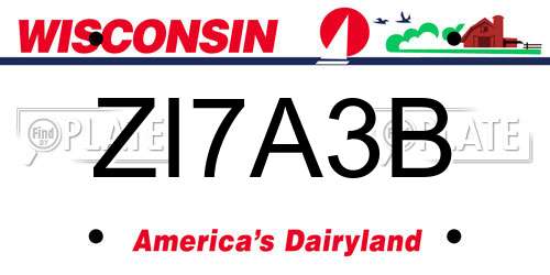 ZI7A3B Wisconsin License Plate