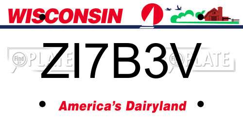 ZI7B3V Wisconsin License Plate