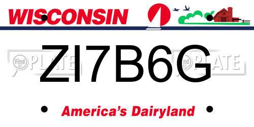 ZI7B6G Wisconsin License Plate