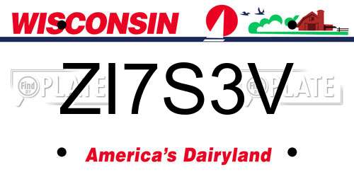 ZI7S3V Wisconsin License Plate