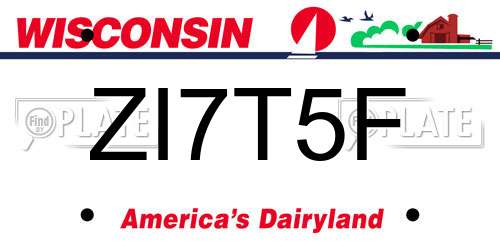 ZI7T5F Wisconsin License Plate