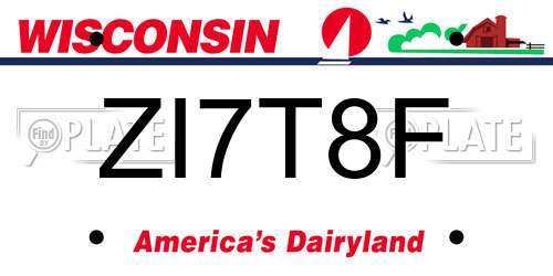 ZI7T8F Wisconsin License Plate