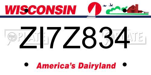ZI7Z834 Wisconsin License Plate