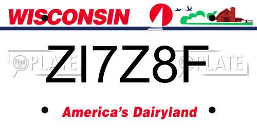 ZI7Z8F Wisconsin License Plate