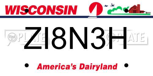 ZI8N3H Wisconsin License Plate