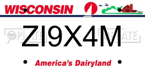 ZI9X4M Wisconsin License Plate