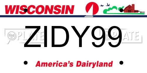 ZIDY99 Wisconsin License Plate