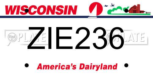 ZIE236 Wisconsin License Plate