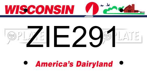 ZIE291 Wisconsin License Plate