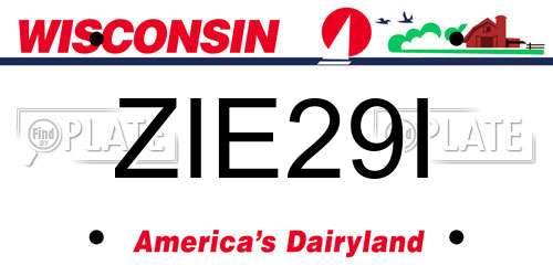 ZIE29I Wisconsin License Plate