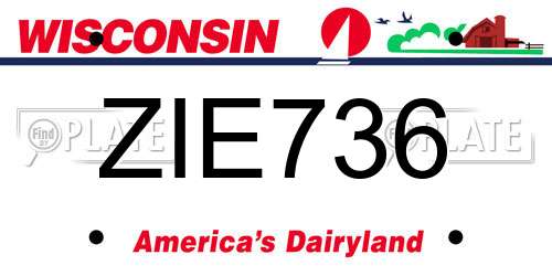 ZIE736 Wisconsin License Plate