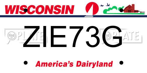 ZIE73G Wisconsin License Plate