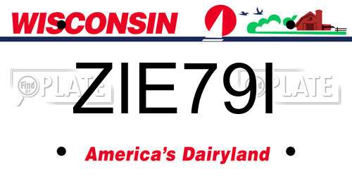 ZIE79I Wisconsin License Plate
