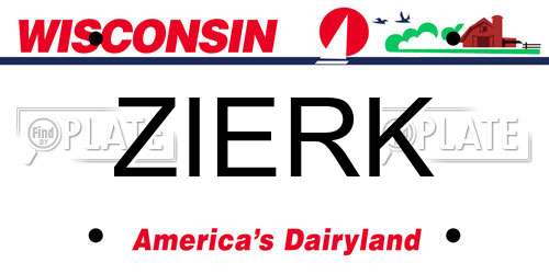 ZIERK Wisconsin License Plate
