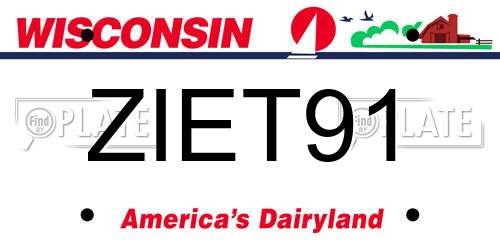 ZIET91 Wisconsin License Plate