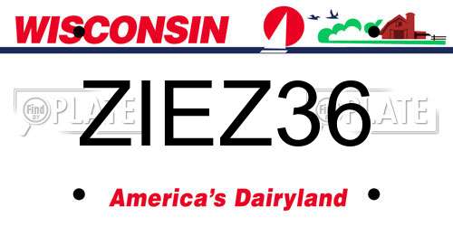 ZIEZ36 Wisconsin License Plate