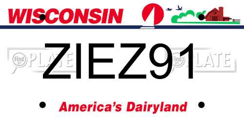 ZIEZ91 Wisconsin License Plate