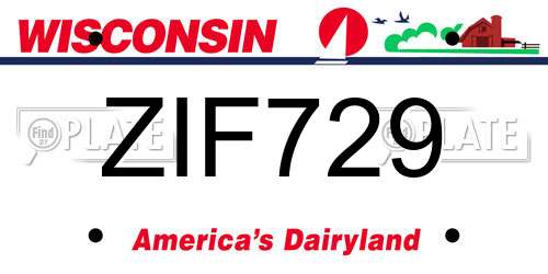 ZIF729 Wisconsin License Plate