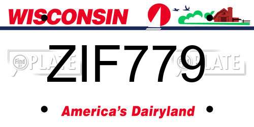 ZIF779 Wisconsin License Plate