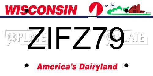 ZIFZ79 Wisconsin License Plate