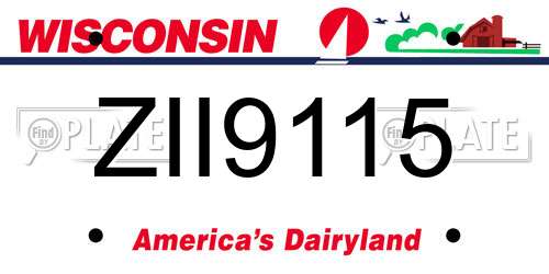 ZII9115 Wisconsin License Plate