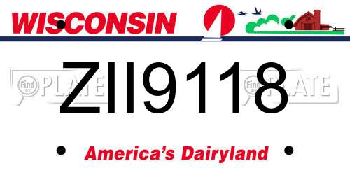 ZII9118 Wisconsin License Plate