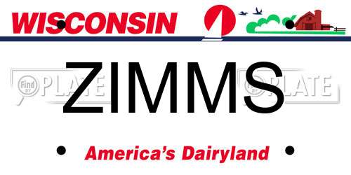 ZIMMS Wisconsin License Plate
