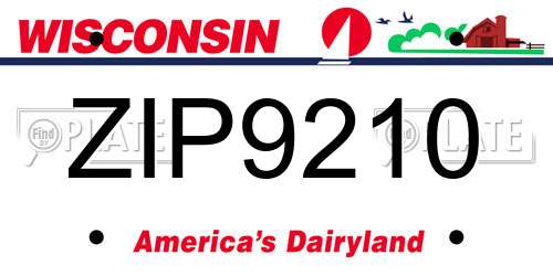 ZIP9210 Wisconsin License Plate