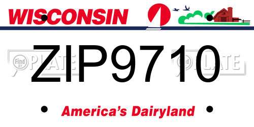 ZIP9710 Wisconsin License Plate