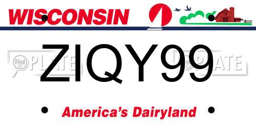 ZIQY99 Wisconsin License Plate