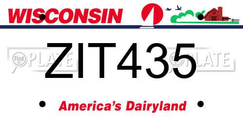 ZIT435 Wisconsin License Plate