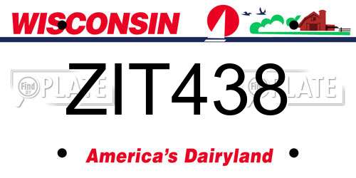 ZIT438 Wisconsin License Plate